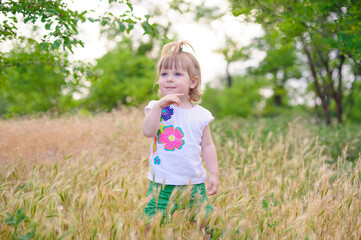 little girl in wheat field