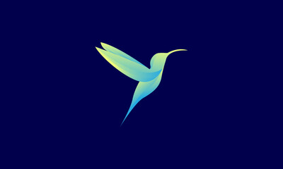 abstract colorful blue hummingbird fly logo symbol icon vector graphic design illustration © devastudios