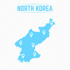 Obraz premium North Korea Simple Map With Map Icons