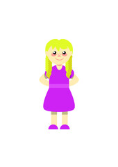 blonde hair littlegirl in short purple dress