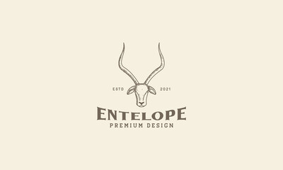 animal lines vintage head antelope logo vector symbol icon design graphic illustration © devastudios