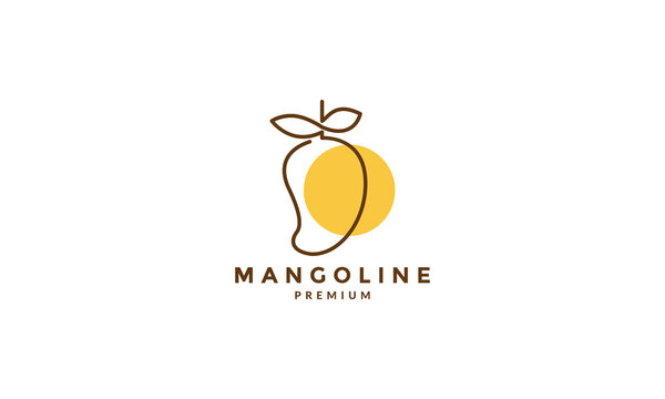 lines art colorful mango fruit logo vector symbol icon design graphic illustration