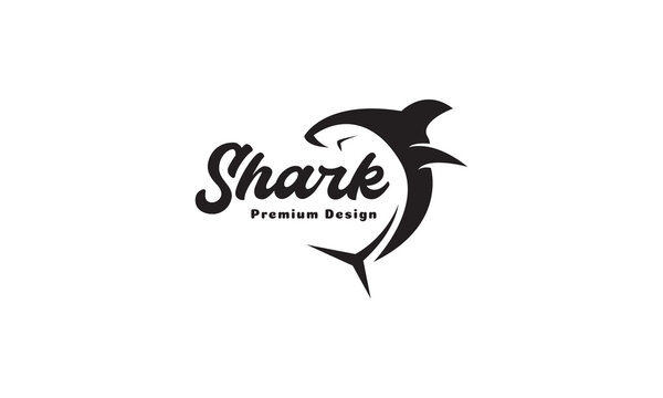 modern shape fish shark jump logo vector symbol icon design graphic illustration