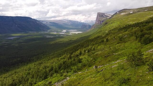 Drone footage of Kungsleden train, Lapland, Sweden. 