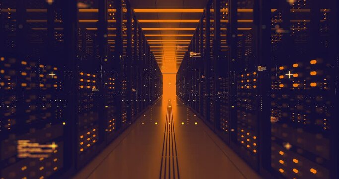 Data Center Computer Racks In Network Security Server Room Cryptocurrency Mining