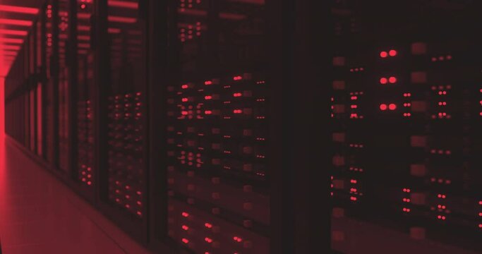 Data Center Computer Racks In Network Security Server Room Cryptocurrency Mining