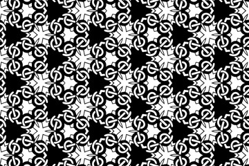Black white geometric pattern. Ethnic unique background. Ornament based on oriental peoples. Template for coloring, presentations, wallpaper, textiles.