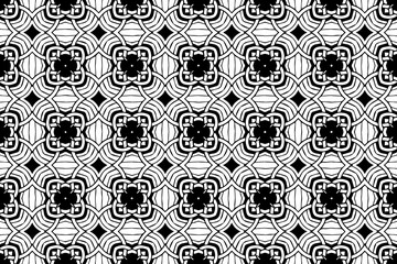 Black white geometric pattern. Ethnic decorative background. Ornament based on oriental peoples. Template for coloring, presentations, wallpaper, textiles.