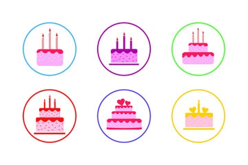 Colorful Cake Icon Set