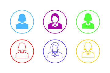 Colorful Business Woman Icon Set