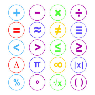 Colorful Math Symbols Set