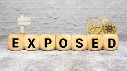 EXPOSED word made with building blocks, concept