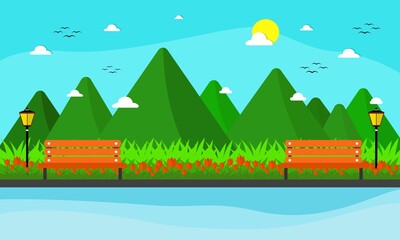 The background with the concept of four different seasons namely spring, autumn, summer, winter with stunning garden views is made in vector.