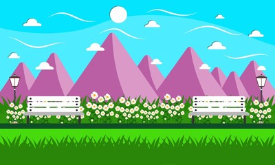 The background with the concept of four different seasons namely spring, autumn, summer, winter with stunning garden views is made in vector.