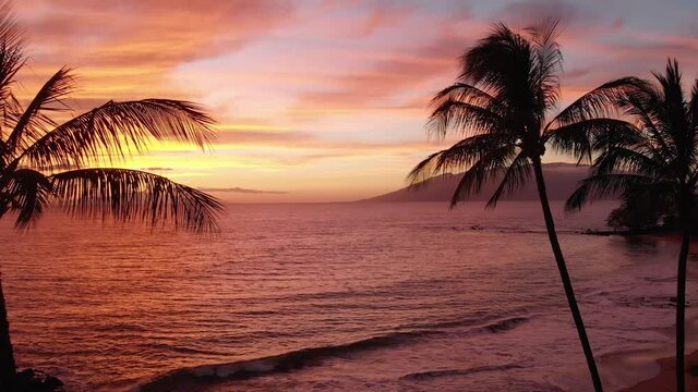 Sunset on the beach at Wailea. Maui