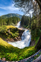 Fototapeta premium Impressive view on the krimml waterfalls in austria (Krimmler Wasserfälle)