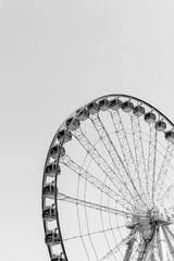 ferris wheel on a sky black and white