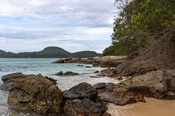 Fototapeta na wymiar Giant rocks and stones in paradise beach in Brazil