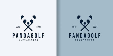 panda and golf silhouette vector logo © doane