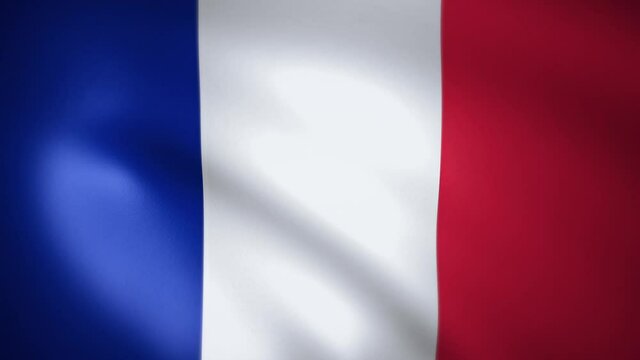 風にはためくフランス国旗のループCG映像
