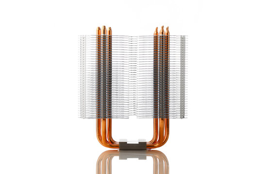 heat sink of cpu tower air cooler, isolated on white