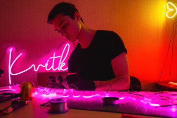 Craftsman soldering wires of flex neon near tools 