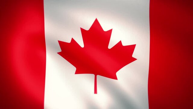 風にはためくカナダ国旗のループCG映像