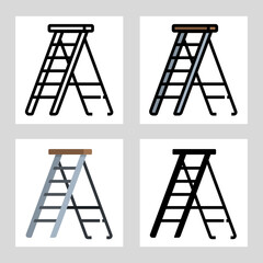 stair construction icon vector design in filled, thin line, outline and flat style.