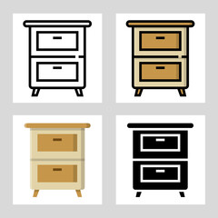 table with drawers icon vector design in filled, thin line, outline and flat style.