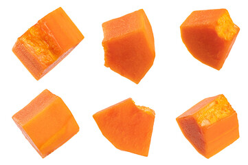 Fresh ripe papaya sliced isolated on white background.