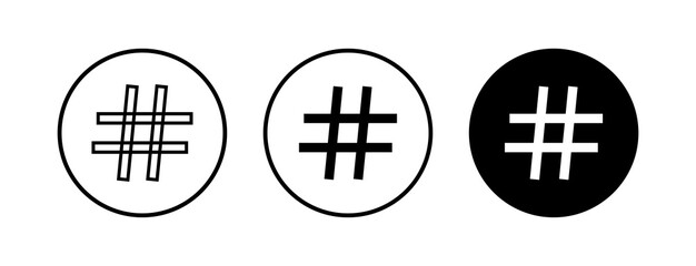 Hashtag icons set. black hashtag icon