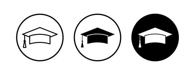 Education icons set vector. Graduation cap icon. Graduate. Students cap