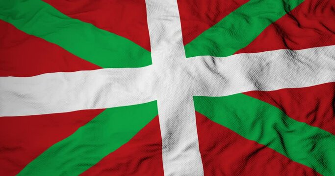 Full frame 3d animation of Basque flag waving.