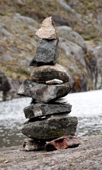 stack of stones in the high mountains