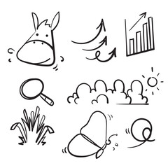 hand drawn doodle element collection icon illustration concept isolated