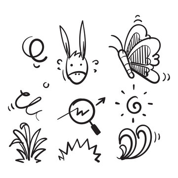 hand drawn doodle element collection icon illustration concept isolated