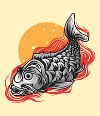 Koi japanese style illustration
