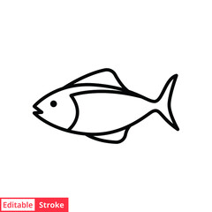 Fish line icon. Simple outline style. Art, life, sea, pisces concept for template design. Vector illustration isolated on white background. Editable stroke EPS 10.