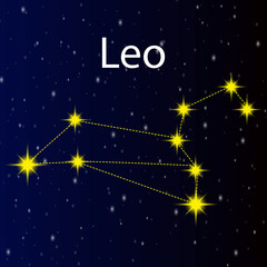 Abstract constellation leo. Night background. Design element. Vector illustration. Stock image. EPS 10.