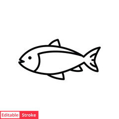 Fish line icon. Simple outline style. Art, life, sea, pisces concept for template design. Vector illustration isolated on white background. Editable stroke EPS 10.