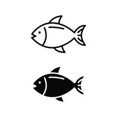 Fish line and glyph icon. Simple outline and solid style. Art, life, sea, pisces concept for template design. Vector illustration isolated on white background. EPS 10.