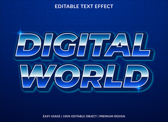 digital world text effect template design use for business logo and brand