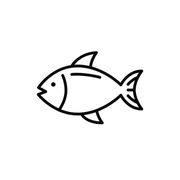 Fish line icon. Simple outline style. Art, life, sea, pisces concept for template design. Vector illustration isolated on white background. EPS 10.