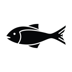Fish glyph icon. Simple solid style. Art, life, sea, pisces concept for template design. Vector illustration isolated on white background. EPS 10.