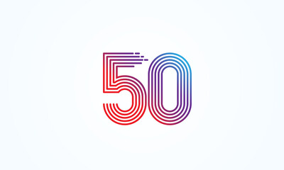 Abstract 50 Number Logo, number 50 monogram line style, usable for anniversary, business and tech logos, flat design logo template, vector illustration 