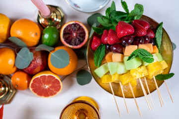 Fruits on a table for breakfast