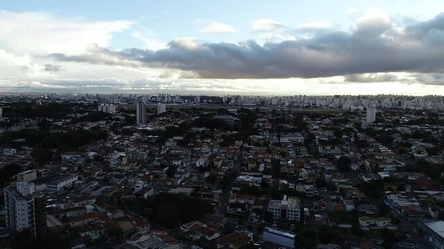 Aerial view of S&atilde;o Paulo at sunset with Congonhas Airport in the background