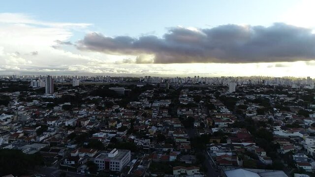 Aerial view of S&atilde;o Paulo at sunset with Congonhas Airport in the background