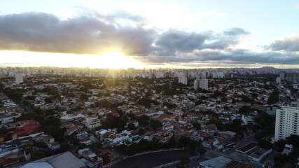 Aerial view of São Paulo at sunset with Congonhas Airport in the background