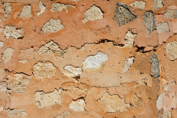 Wall made out of mud and stones background